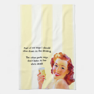 Linge De Cuisine Ménagère Rétro avec Citation Drôle et Ivre de Cock
