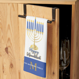 Linge De Cuisine Menorah avec lumières Happy Hanoukka Monogram Kit
