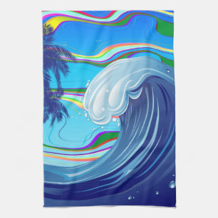Linge De Cuisine Mer Océan Grande Vague Eau