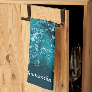 Linge De Cuisine Mer Turquoise Personnalisée et Vagues Modernes
