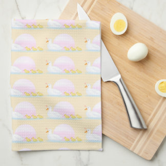 Linge De Cuisine Mère cane nageant avec sa famille 