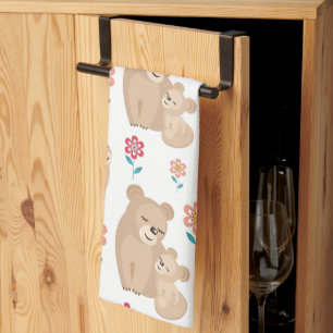 Linge De Cuisine Mère lionne mignonne avec bébé Fête des mères
