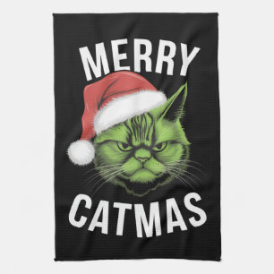 Linge De Cuisine Merry Catmas Funny Amoureux de les chats Noël