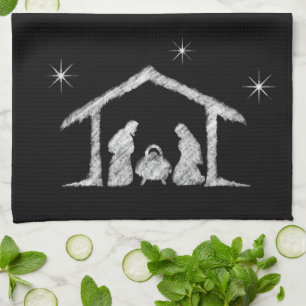 Linge De Cuisine Merry CHRISTmas Christian Chalkboard Nativité