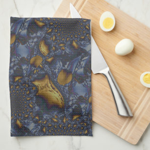 Linge De Cuisine Métal Moulé or et argent bleu