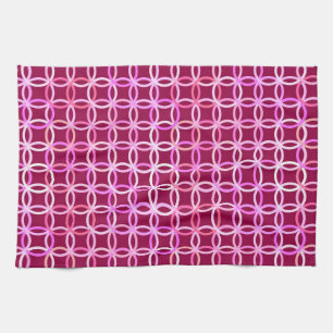 Linge De Cuisine Mi-siècle Cercles modernes, prune et orchidée rose
