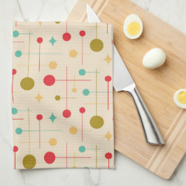 Linge De Cuisine Mi-siècle Moderne Abstrait Motif 29 Crème