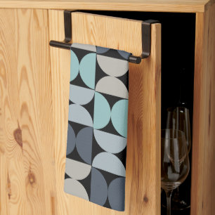 Linge De Cuisine Mi-siècle moderne bleu vert et gris
