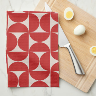 Linge De Cuisine Mi-siècle moderne Motif Abstrait Rouge