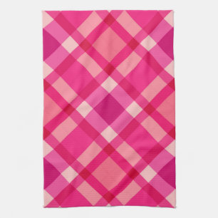 Linge De Cuisine Mi-siècle moderne Plaid, Fuchsia rose et vin
