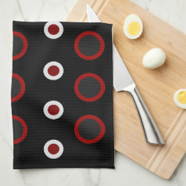 Linge De Cuisine Mi-siècle moderne rouge, noir et gris