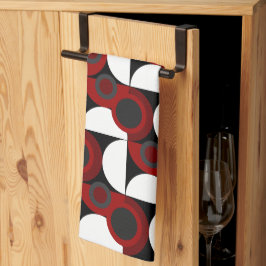 Linge De Cuisine Mi-siècle moderne rouge, noir et gris