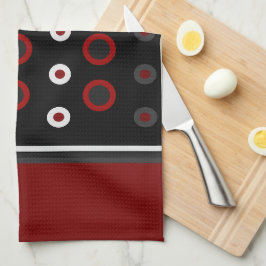 Linge De Cuisine Mi-siècle moderne rouge, noir et gris