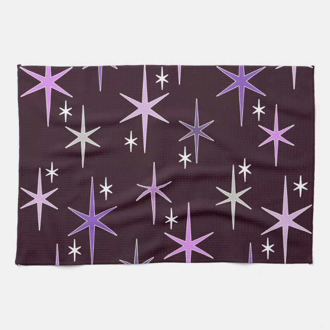 Linge De Cuisine Mi-siècle moderne Star Sky Purple (Horizontal)