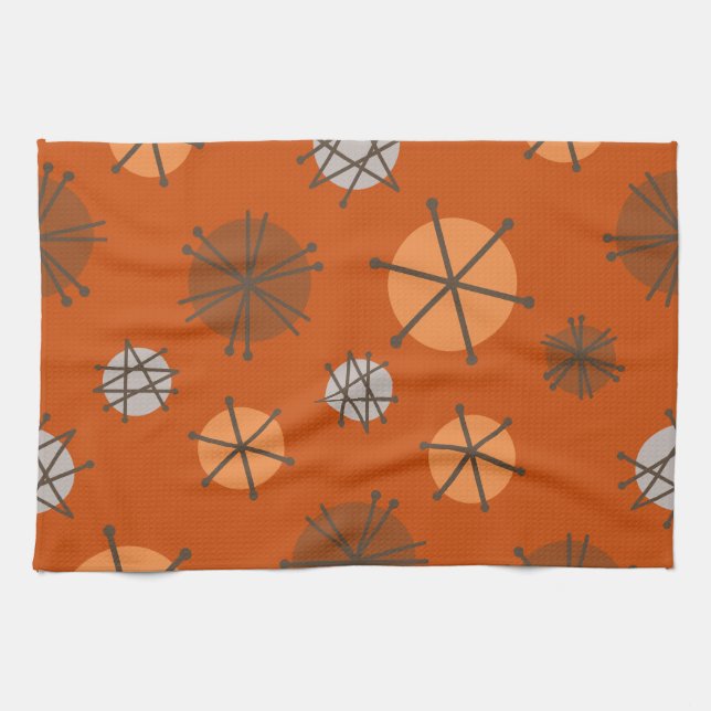 Linge De Cuisine Mi-siècle Starbursts Modernes Brûlé Orange (Horizontal)