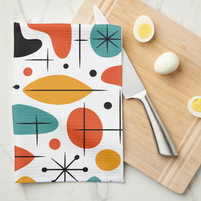 Linge De Cuisine Mid Century Modern Starburst Pattern (Quart Plié)