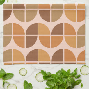 Linge De Cuisine Mid Century moderne Motif orange brun