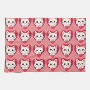 Linge De Cuisine Mignon Chat Blanc avec Design de Kawaii Kitty Love