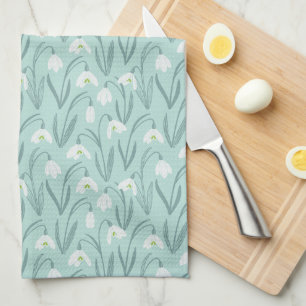 Linge De Cuisine Mignonne Snowdrops menthe