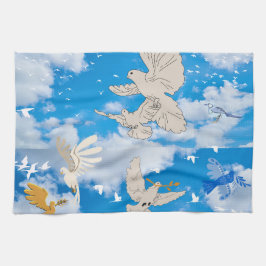 Linge De Cuisine Mikitiez blanc oiseau bleu ciel été plage liberté