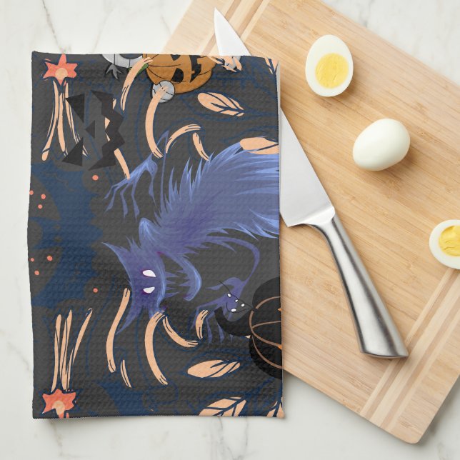 Linge De Cuisine Mikitiez rétro vintage halloween ghouls citrouille (Quart Plié)