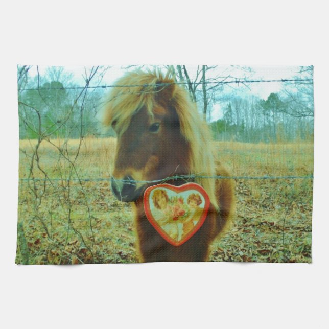 Linge De Cuisine Miniature cheval Brown Valentine Heart (Horizontal)