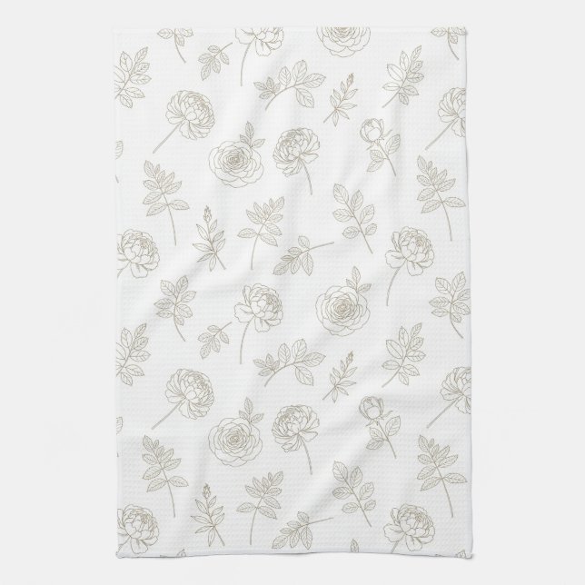 Linge De Cuisine Minimal Botanical Line Art Pattern (8) (Vertical)