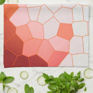 Linge De Cuisine Minimalisme Art Abstrait Corail Rouge Blanc Cellul
