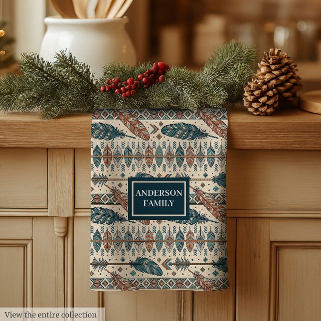 Linge De Cuisine Minimalist Boho Towel Custom Name Pastel Design (Minimalist Boho Towel Custom Name Pastel Design)