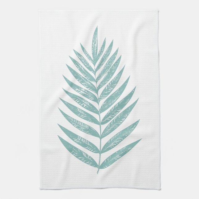 Linge De Cuisine MInimalist moderne Turquoise bleu Palm Frond (Vertical)