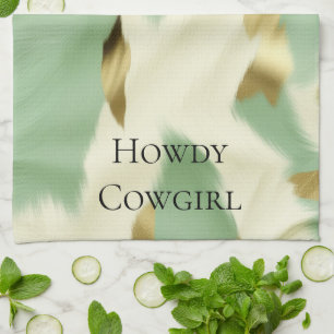 Linge De Cuisine Mint Green Cream Gold Cowhide