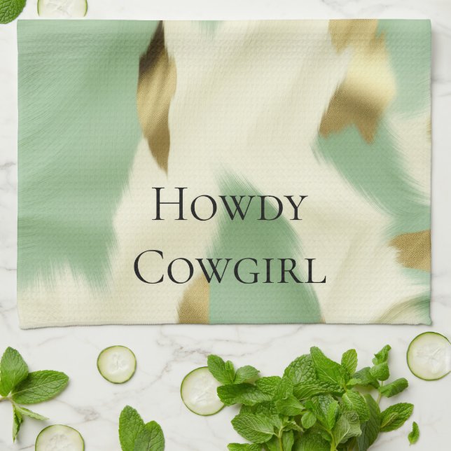 Linge De Cuisine Mint Green Cream Gold Cowhide (Plié)