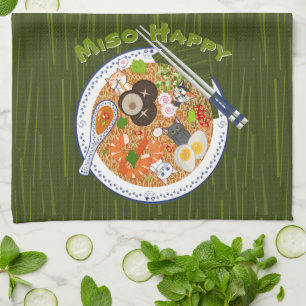 Linge De Cuisine Miso Happy - Kawaii Ramen Cats