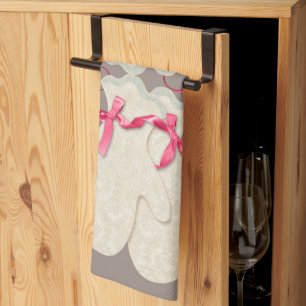 Linge De Cuisine Mitten dentelle élégante ruban d'hiver rose crème