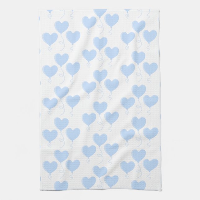 Linge De Cuisine Modèle bleu en pastel de ballon de coeur (Vertical)