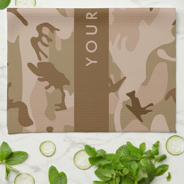 Linge De Cuisine Modèle de camouflage du désert, Votre nom, Personn (Plié)