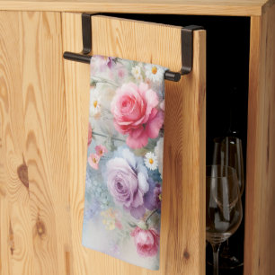 Linge De Cuisine Modèle de peinture florale aquarelle élégant