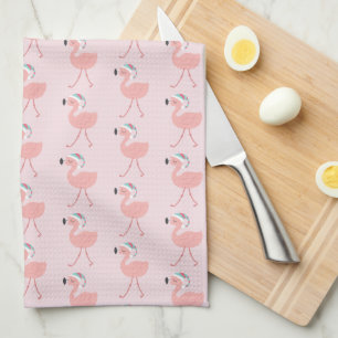 Linge De Cuisine Modèle Flamingo de Père Noël mignonne - Noël rose