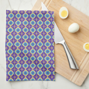 Linge De Cuisine Modèle floral géométrique rétro-vibrant