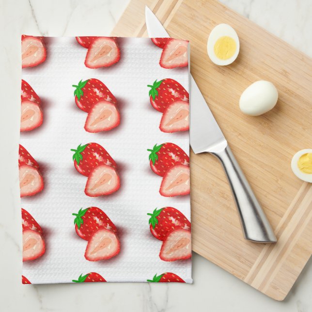 Linge De Cuisine Modèle Fraise Pour Votre Propre Design Moderne (Quart Plié)