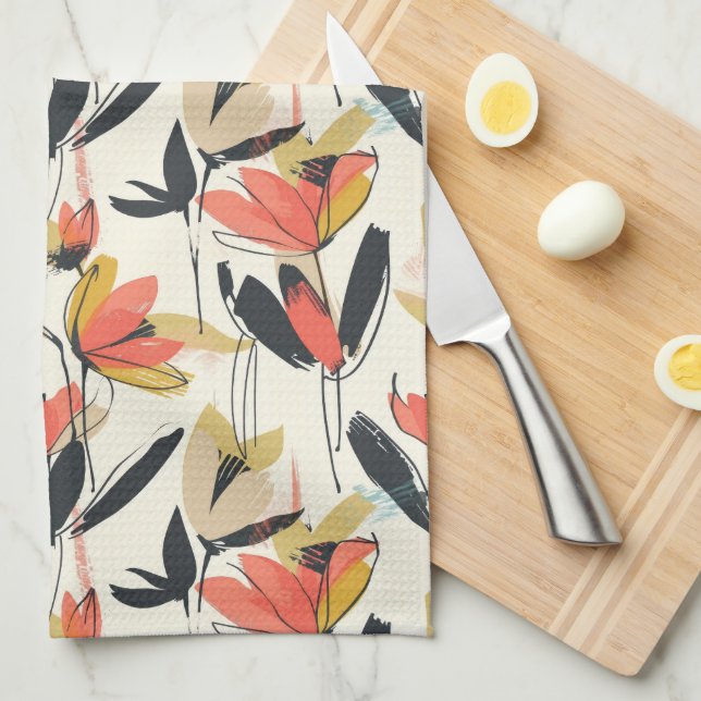 Linge De Cuisine Modern Abstract Spring Floral Kitchen Towels (Quart Plié)