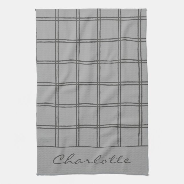 Linge De Cuisine Moderne Agritourisme Gris Plaid Personnalisé Rusti (Vertical)