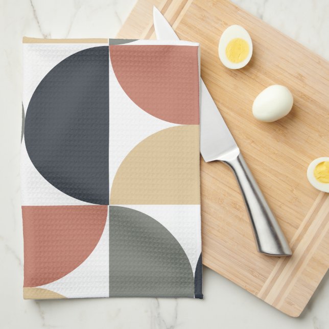 Linge De Cuisine Moderne Charbon de Bois Saumon du Milieu du Siècle (Quart Plié)
