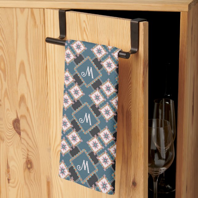 Linge De Cuisine Moderne Chic géométrique Motif de monographie flor (Pliage en tiers)