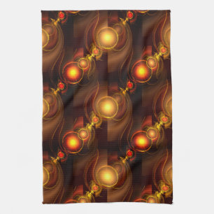 Linge De Cuisine Moderne Élégant Bohème Doré Motif d'Art Abstrait #