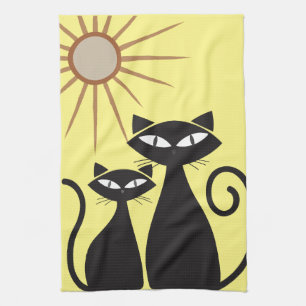 Linge De Cuisine Moderne milieu de siècle MCM Chat Noir Cool
