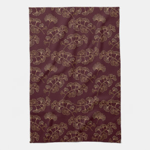 Linge De Cuisine Moderne Minimaliste Feuille d'Or Marron