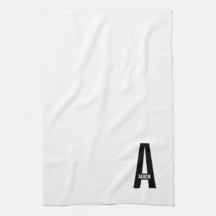 Linge De Cuisine Moderne Monogramme et Nom Personnalisés Gras