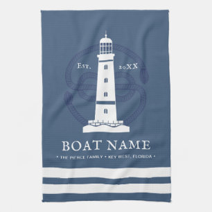 Linge De Cuisine Moderne Personnalisé phare nautique Nom du bateau