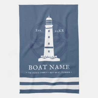 Linge De Cuisine Moderne Personnalisé phare nautique Nom du bateau